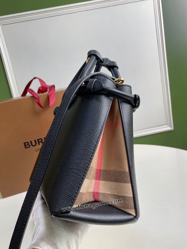 Burberry專門店新款小號黑色托特包 巴寶莉粒面小牛皮手提肩背女包 yxb1428